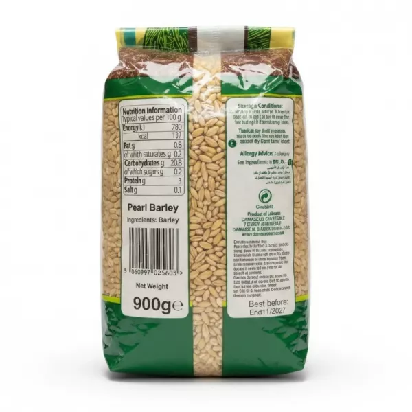 Sofra Pearl Barley package back view with nutrition and storage info