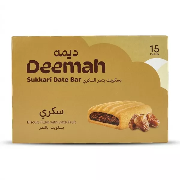 Enhanced Front packaging of Deemah Sukkari Date Bar 15 Packets