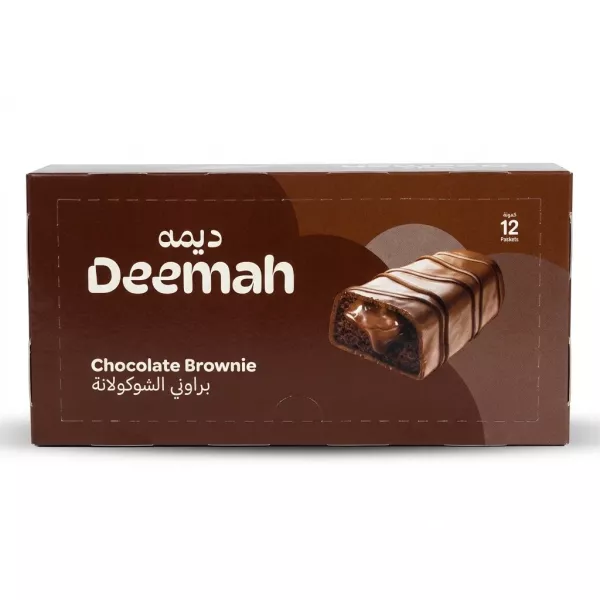 Enhanced Deemah Chocolate Brownie 12 Pack box on store counter