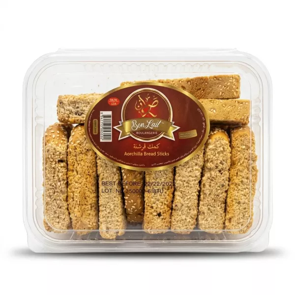 Enhanced Front view of Bon Lait Aorchilla Bread Sticks 350g in clear plastic tray