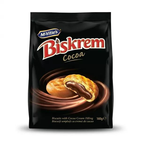 Enhanced Front of McVitie's Biskrem Cocoa Biscuits 160g pack
