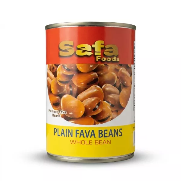 Enhanced Clear English label of Safa Foods Plain Fava Beans Whole Bean can