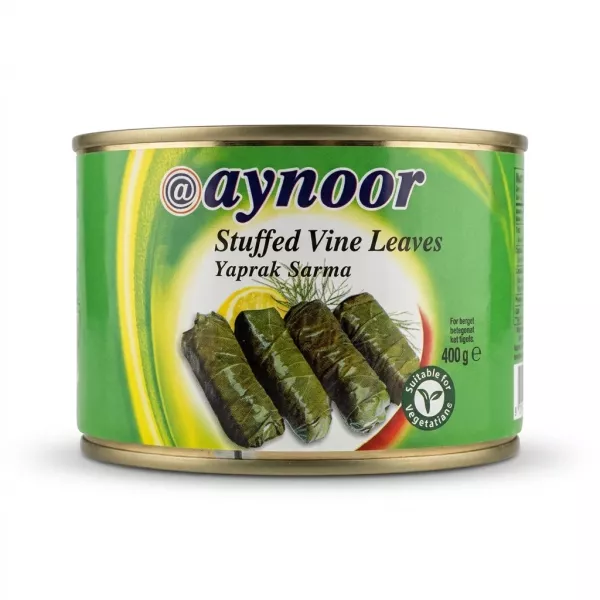 Enhanced Front view of Aynoor Stuffed Vine Leaves 400g tin with £1.99 price tag