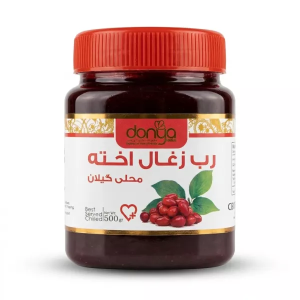 Enhanced Front label of Donya Cornelian Cherry Paste 500g jar with red lid