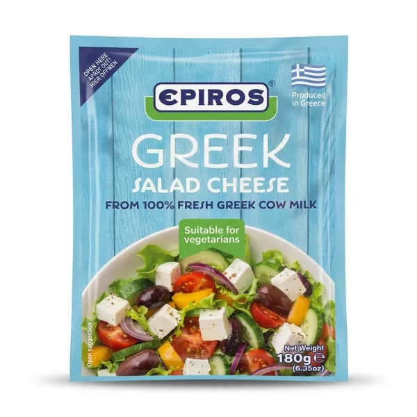 Enhanced Epiros Greek Salad Cheese 180g front packaging in store