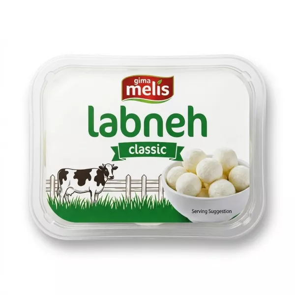 Enhanced Front of Melis Labneh Cheese Balls Classic packaging, 185g tray