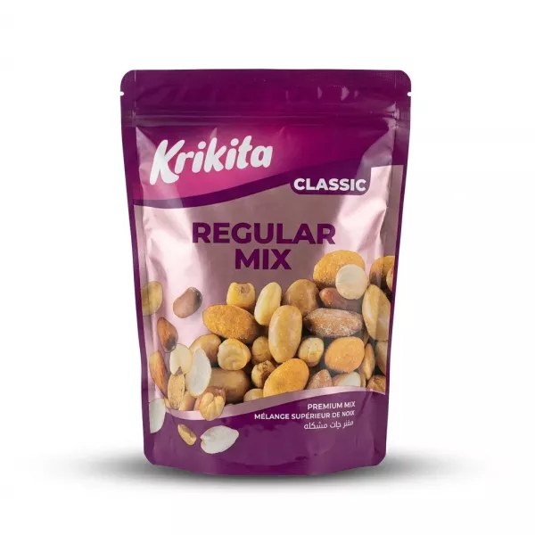 Enhanced Front view of Krikita Classic Regular Mix nut pouch