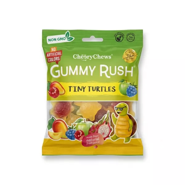 Enhanced Front of CheeryChews Gummy Rush Tiny Turtles gummy sweets pack