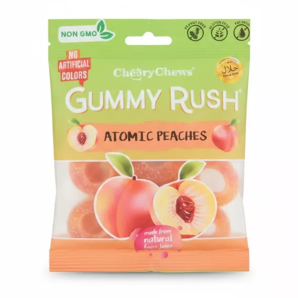 CheeryChews Gummy Rush Atomic Peaches front packaging