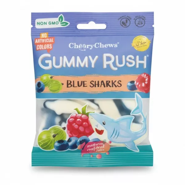 CheeryChews Gummy Rush Blue Sharks pack front