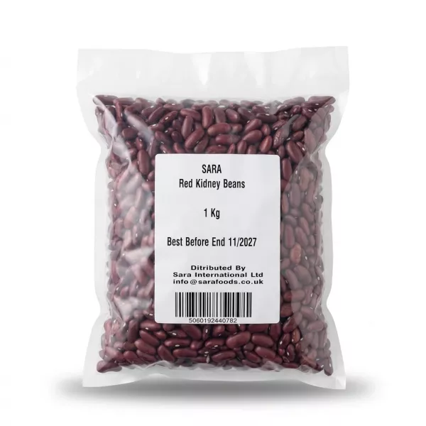 Enhanced SARA Red Kidney Beans 1kg clear plastic pack with label