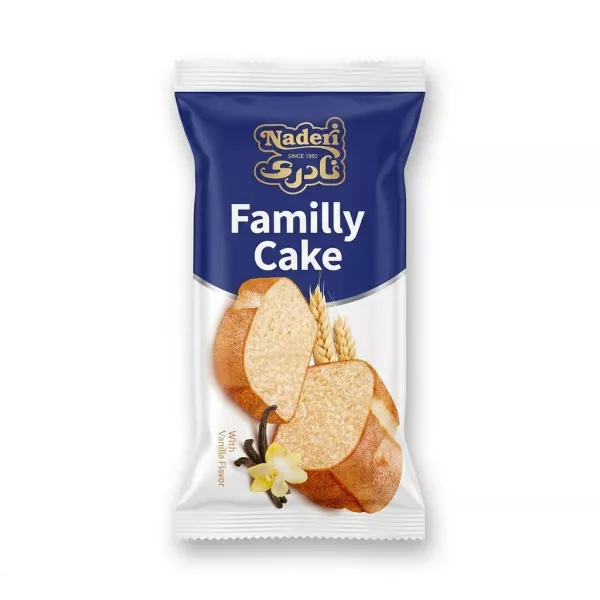 Enhanced Front of Naderi Family Cake Vanilla Flavour 120g pack