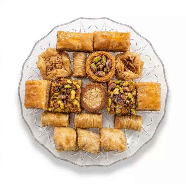 Enhanced Tray of Sweetland Baklava Assortment 400g featuring various nut-filled pastries