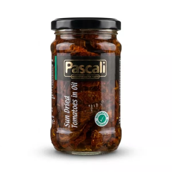 Enhanced Front label of Pascali Sun Dried Tomatoes in Oil jar