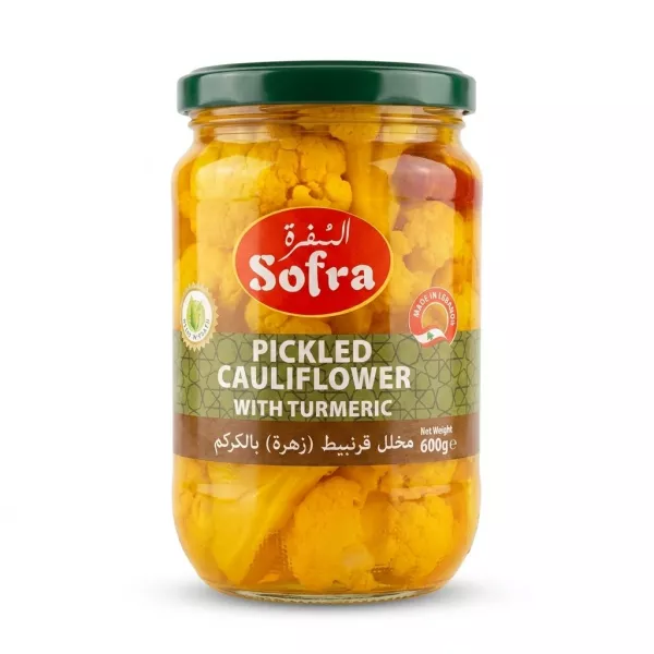 Enhanced Front of Sofra Pickled Cauliflower with Turmeric jar 600g