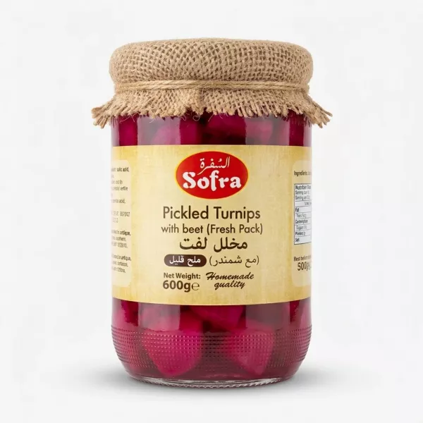 Enhanced Sofra Pickled Turnips with Beet 600g jar front label