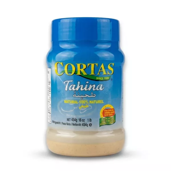 Enhanced Front view of Cortas Tahina Natural 454g jar