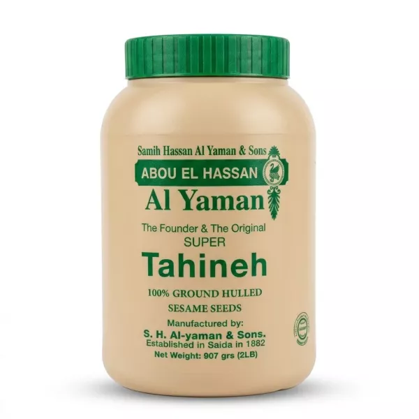 Enhanced Front label of Abou El Hassan Al Yaman Super Tahineh 907g jar