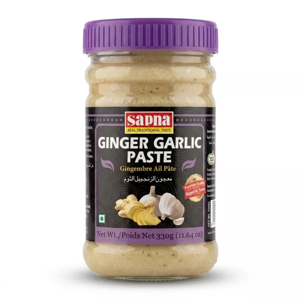 Enhanced Sapna Ginger Garlic Paste 330g jar front view