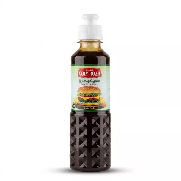 Enhanced Front view of Goly Rozh Sauce bottle with burger illustration on the label