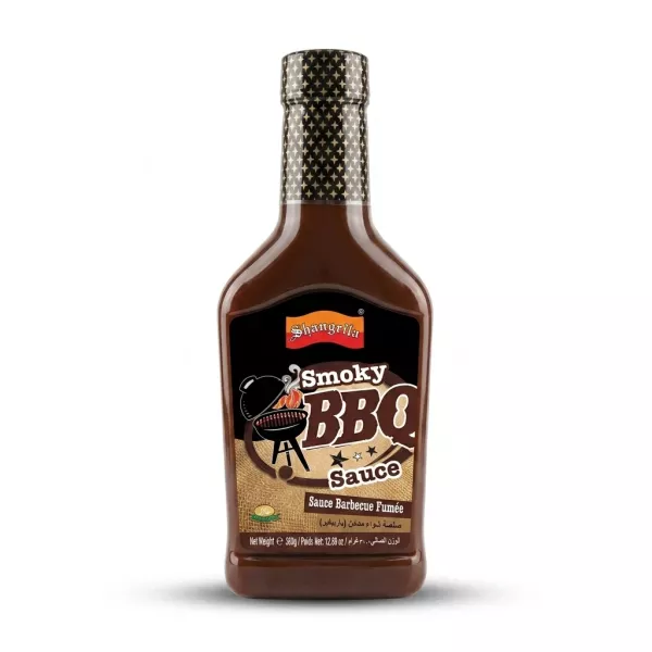 Enhanced Front view of Shangrila Smoky BBQ Sauce bottle 360g