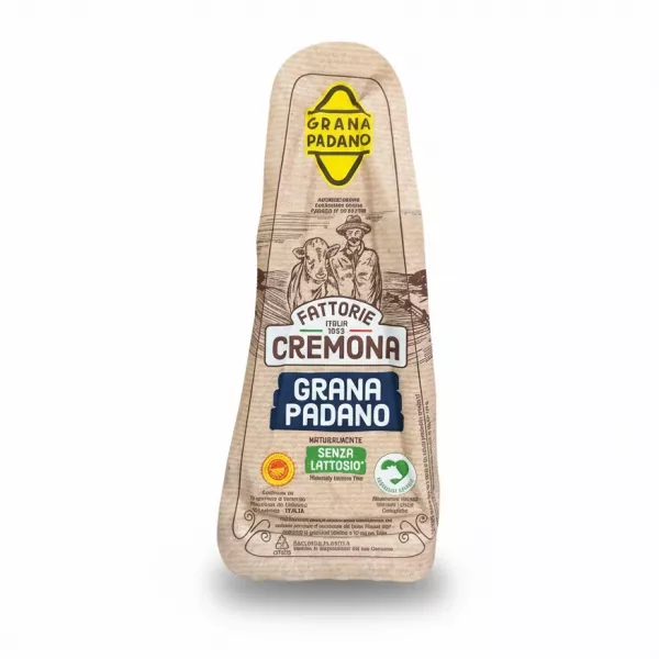 Fattorie Cremona branded Grana Padano cheese in packaging