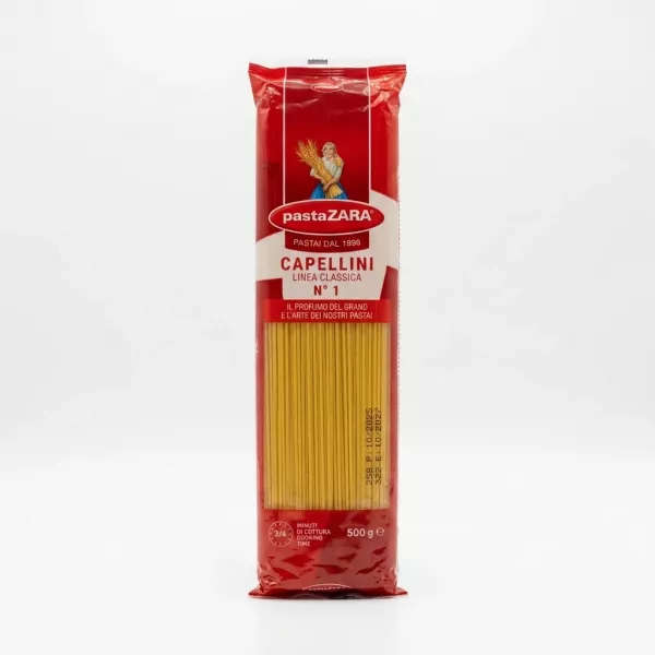 Enhanced Front view of Pasta Zara Capellini No.1 500g pack