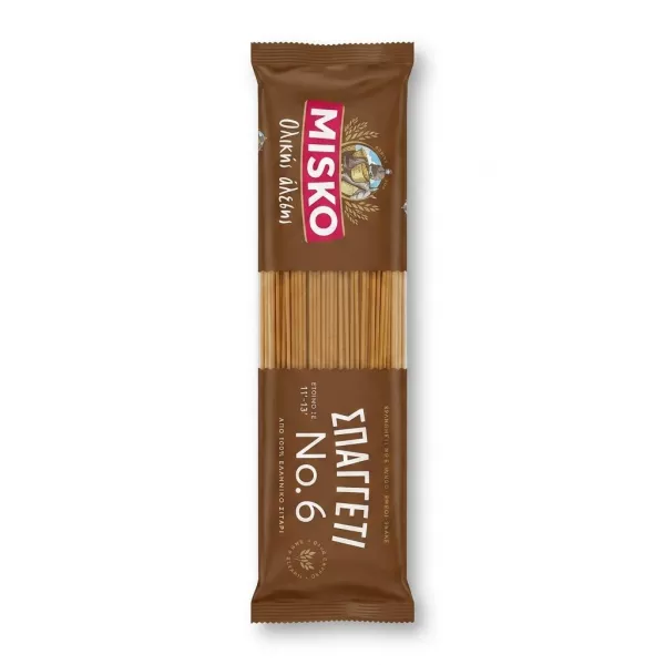 Enhanced Front of Misko Spaghetti No.6 Whole Wheat 500g pack