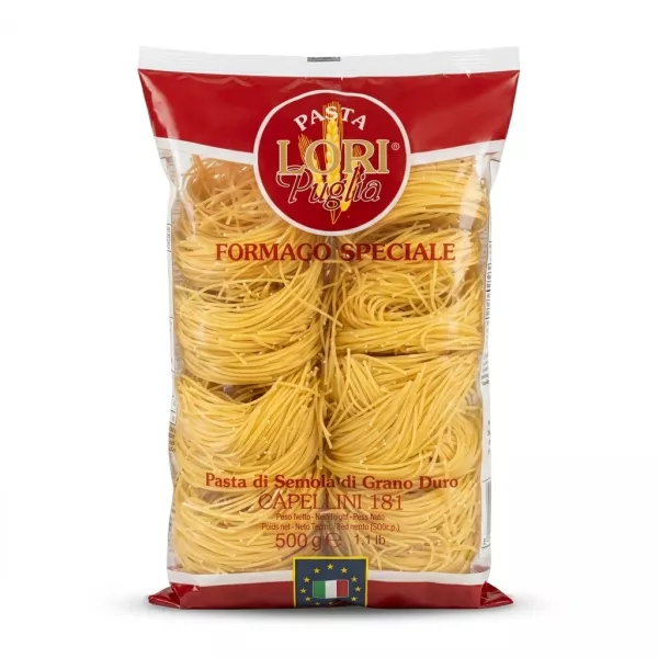 Enhanced Front view of Lori Capellini 181 Pasta Nests 500g bag