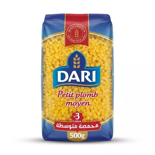 Enhanced Front view of Dari Petit Plomb Moyen pasta 500g package