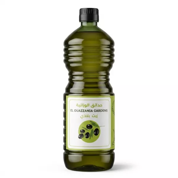 Enhanced Front view of El Ouazzania Gardens Olive Oil Blend 1L bottle with label