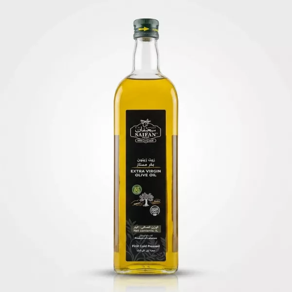 Enhanced Front label of Saifan Extra Virgin Olive Oil 1L glass bottle