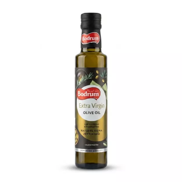 Enhanced Front of Bodrum Extra Virgin Olive Oil 250ml bottle