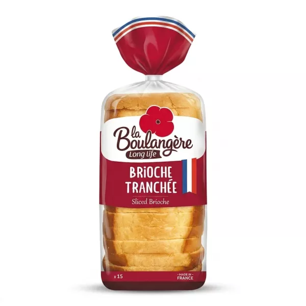 Enhanced Front of La Boulangère Sliced Brioche Long Life loaf in packaging