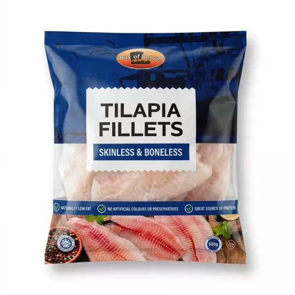 Enhanced Front of Bay of Bengal Tilapia Fillets 500g pack