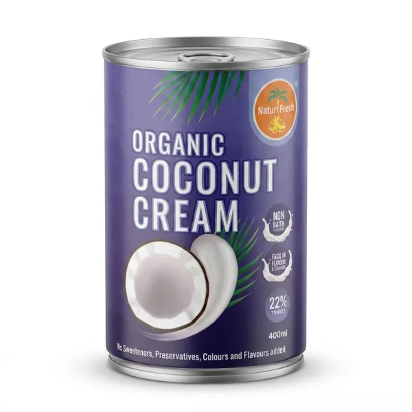 Enhanced Front label of Naturifresh Organic Coconut Cream 400ml tin