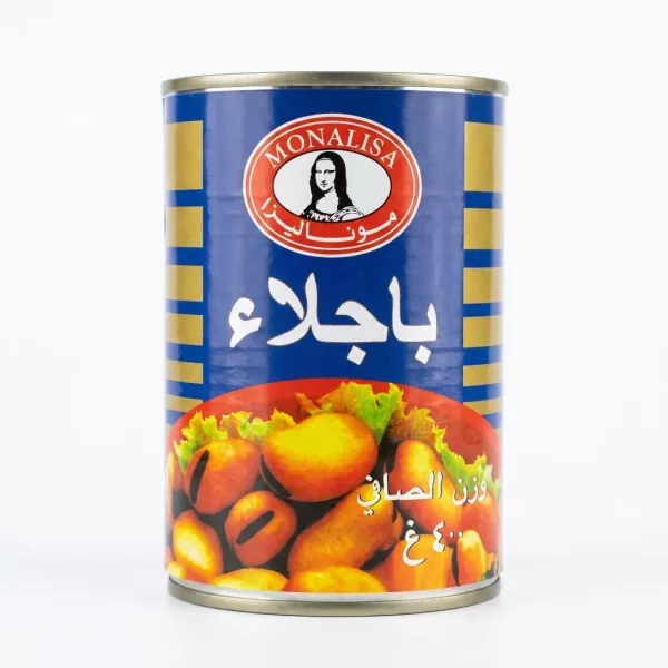 Enhanced Monalisa Foul Medammas Large Beans 400g Arabic label on can in hand