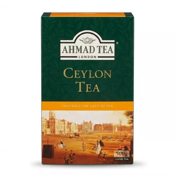 Enhanced Front of Ahmad Tea Ceylon Tea 500g loose leaf box