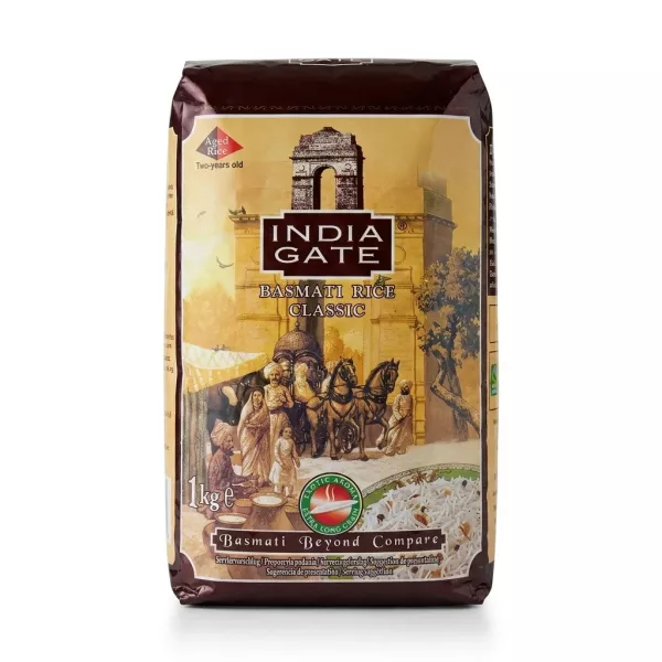 Enhanced Front of India Gate Basmati Rice Classic 1kg bag