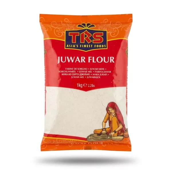 Enhanced Front of TRS Juwar Flour 1kg red and orange packaging