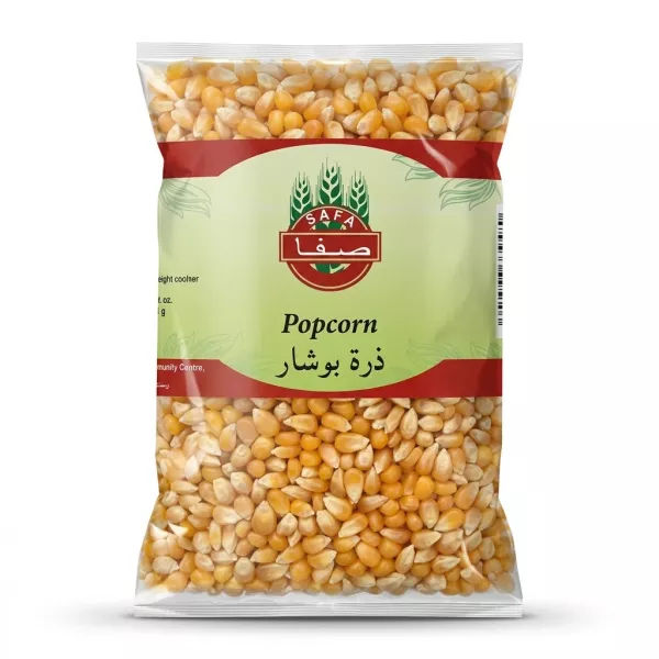 Enhanced Front of SAFA Popcorn Kernels pack on store shelf