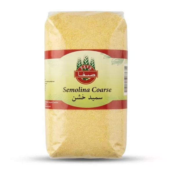 Enhanced Front of Safa Semolina Coarse 800g pack displayed in hand