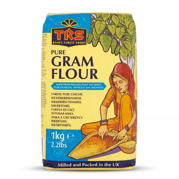Enhanced Front of TRS Pure Gram Flour 1kg pack with special offer label