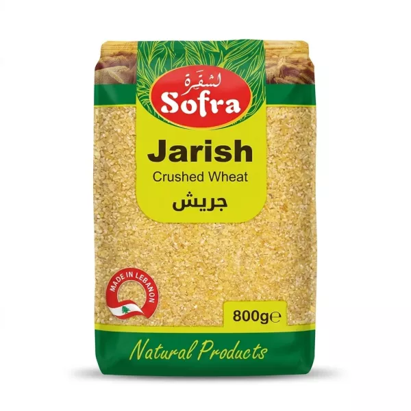 Enhanced Front of Sofra Jarish Crushed Wheat 800g pack on store shelf