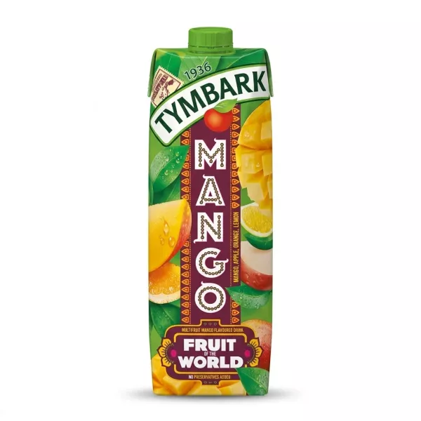 Enhanced Front of Tymbark Mango Multifruit Juice 1L carton