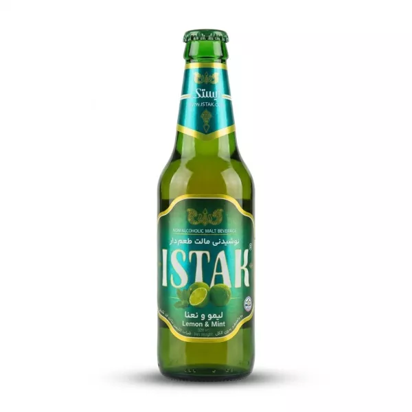 Enhanced Istak Lemon & Mint Non-Alcoholic Malt Beverage 320ml glass bottle front