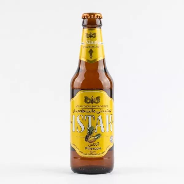 Enhanced Front of Istak Pineapple Non-Alcoholic Malt Beverage 320ml bottle