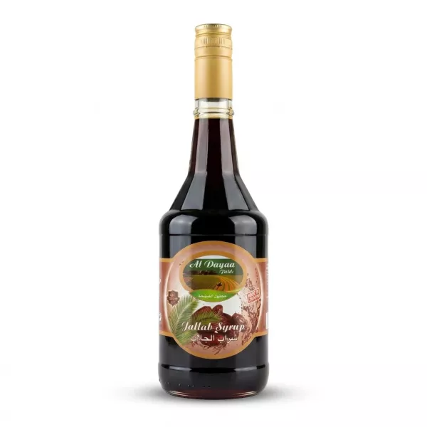 Enhanced Front label of Al Dayaa Jallab Syrup 600ml bottle with price sticker