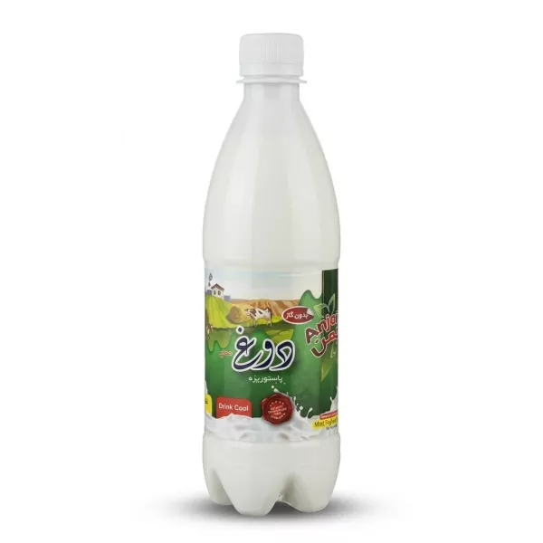 Enhanced Front view of Anjoman Mint Yoghurt Drink plastic bottle