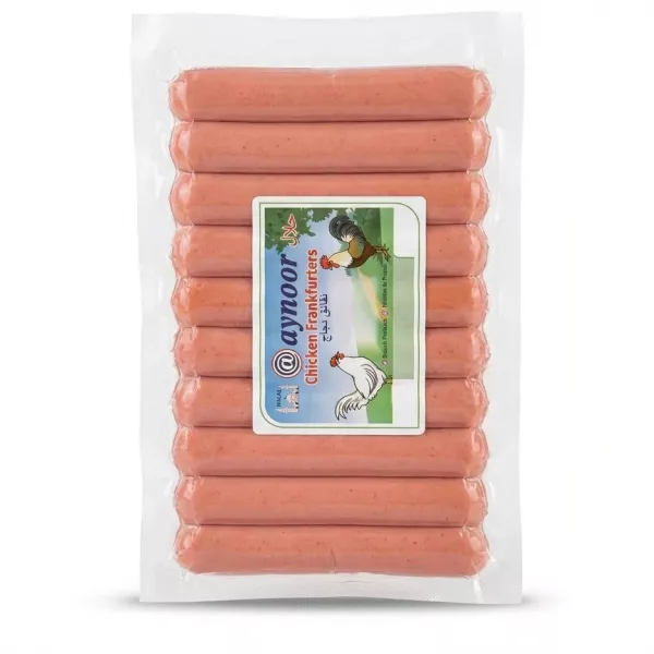 Enhanced Front of Raynoor Chicken Frankfurters 300g packed in sealed plastic